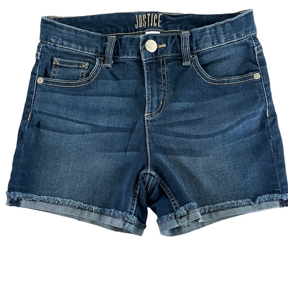 Hand Embroidered Girls Justice Stretch Denim Shorts - Picture 2 of 8